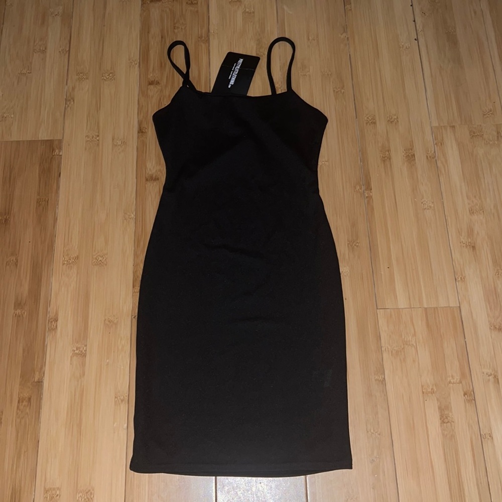 PRETTYLITTLETHING black spaghetti strap mini dress